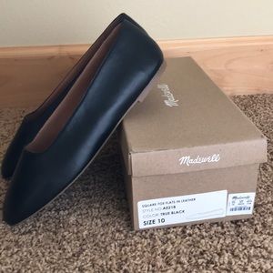 Madewell Square-Toe Flats in Leather